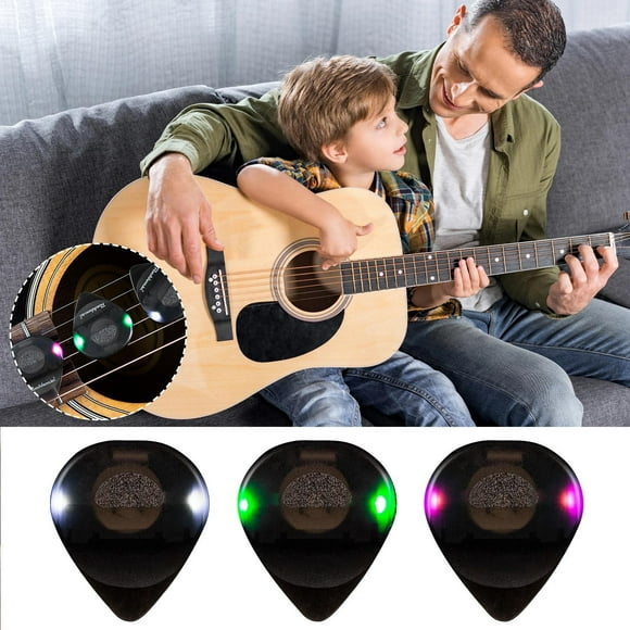 Púa de guitarra LED luminosa - Púa autoiluminada con luces coloridas para actuaciones en el escenario y interpretación nocturna