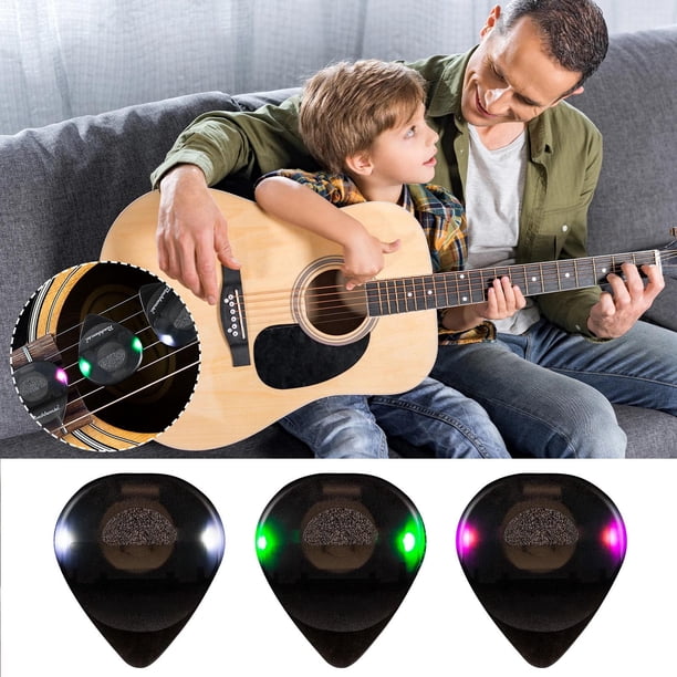Xihbxyly Púa de Guitarra Led, Efecto de Luz Deslumbrante y Colorido, Función de Brillo Led Automático, Potenciador de Rendimiento En El Escenario, Accesorio Versátil, Regalo para Entusiastas de La Gu
