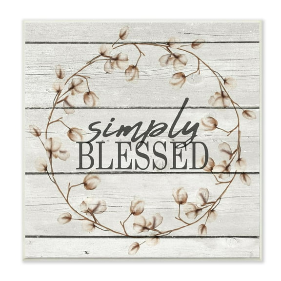 Stupell Industries Simply Blessed Flower Farm Rustic Wood Textured Word Design Wall Plaque Art by Kimberly Allen