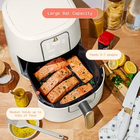 Beautiful 6qt Air Fryer with TurboCrisp Technology, EverGood Ceramic Nonstick Coating, White Icing by Drew Barrymore