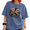 Blue-1, variant on Women's Versatile Everyday Fall Tee - Classic Pumpkin Bow Print Short Sleeve Top, Vintage Wash Shirt