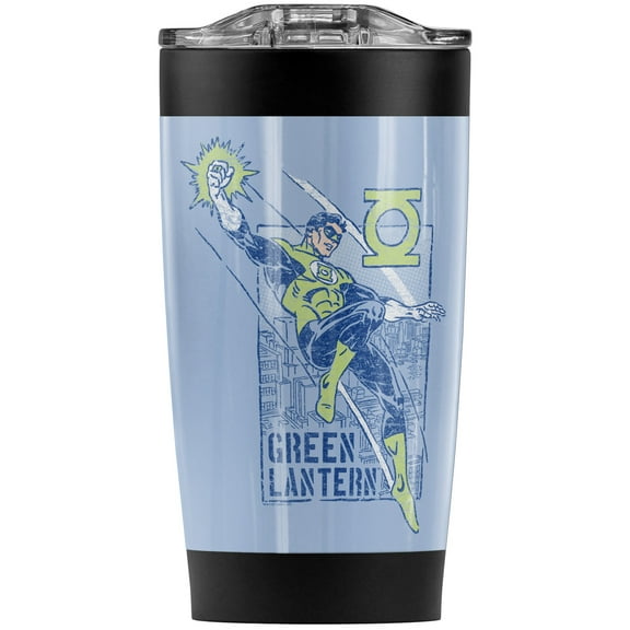 Green Lantern City Watch Stainless Steel Tumbler 20 oz Coffee Travel Mug/Cup, Vacuum Insulated & Double Wall with Leakproof Sliding Lid | Great for Hot Drinks and Cold Beverages
