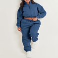 thumbnail image 3 of Women 2 Piece Tracksuits 1/2 Zipper Cropped Sweatshirt and Sweatpants, 3 of 9
