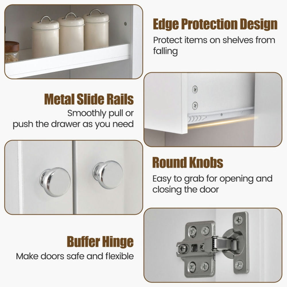 Finihen Rolling Storage Cabinet Cart, Kitchen Island Cart, Modern Kitchen Island with Rubber Wood Countertop and Storage, for Kitchen, Dining Room, White Finihen Rolling Storage Cabinet Cart, Kitchen Island Cart, Modern Kitchen Island with Rubber Wood Countertop and Storage, for Kitchen, Dining Room, White