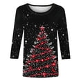 thumbnail image 4 of Xdegoge Christmas Womens Tops Crew Neck Holiday Vintage Xmas Tree Print Shirt Winter Trendy 3/4 Sleeve Blouse Casual Vacation Shirt Cute Funny Plus Size Shirts 2025, 4 of 4