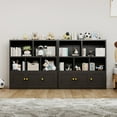 thumbnail image 7 of Kids Bookshelf and Toy Storage Organizer with 3 Cabinet and 5 Open Cubbies，Kids Toys Storage Organizer Shelf with Corner Guard，Multifunctional Floor Chest for Playroom and Kid's Room（Black）, 7 of 7