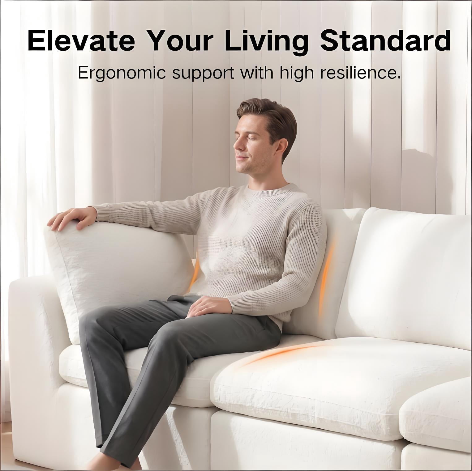 7 Seater Cloud Couch, No Assembly Required Modular Boneless Sofa, Comfy Deep Seat Sectional Sofa for Living Room, Bedroom, Apartment