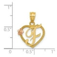 thumbnail image 2 of 14k Yellow Gold Solid Polished and satin Letter Name Personalized Monogram Initial F in Love Heart Charm Pendant Necklac, 2 of 2