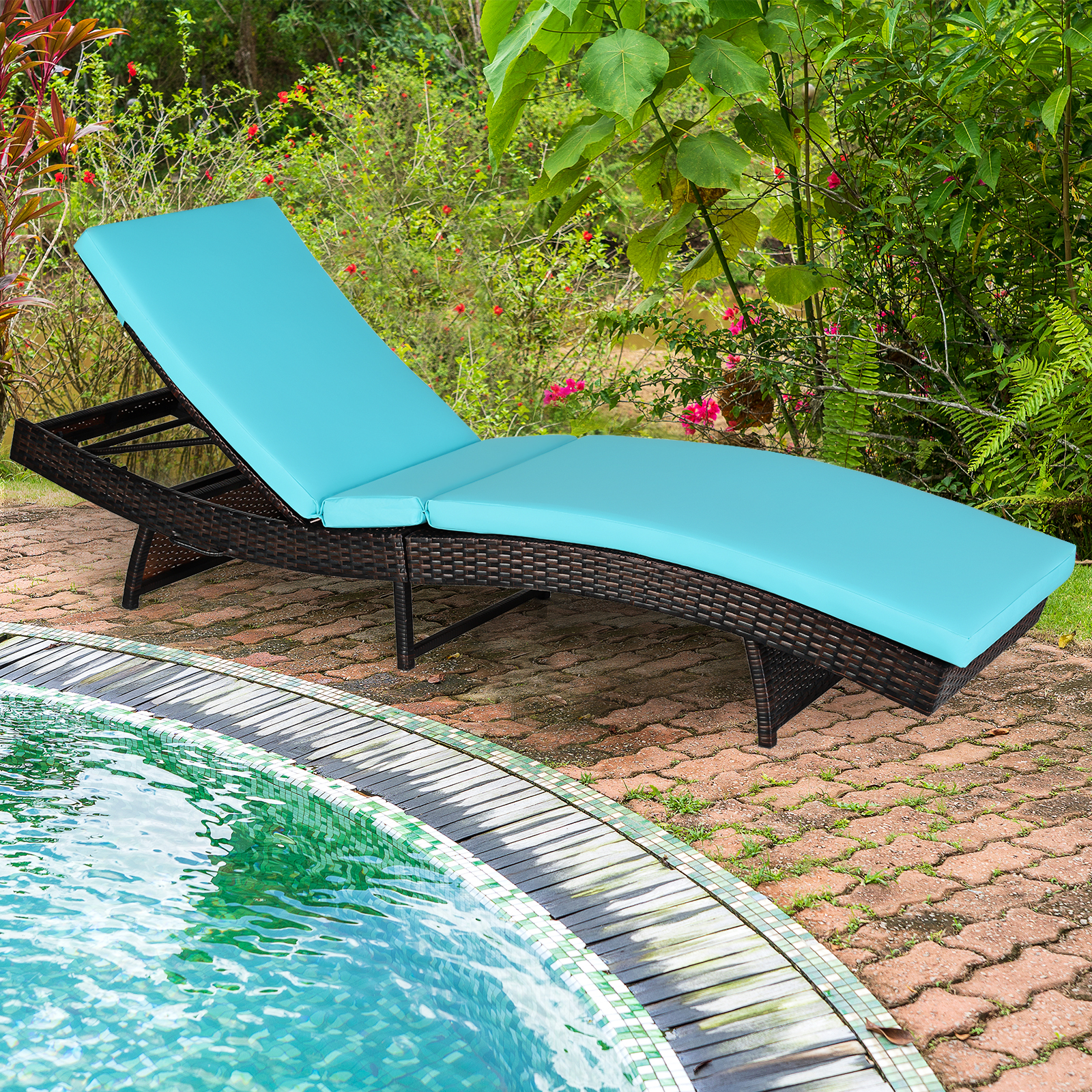 Patiojoy Patio Adjustable Rattan Chaise Lounge Chair Folding Reclining Wicker Chair - image 3 of 10