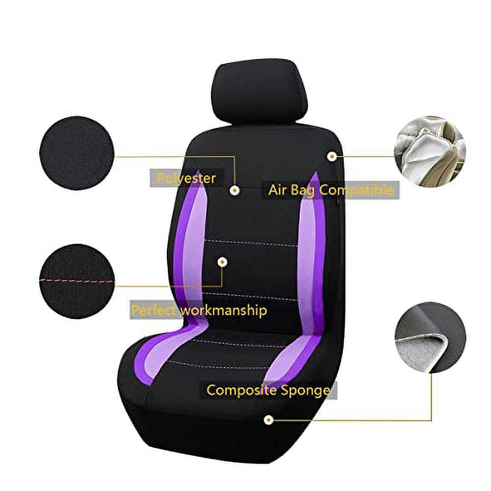 Flying Banner car seat Covers seat Cushions Luxe Fit Faux  Leather Easy Installation Vehicles Non Slip Premium (Black Purple, 1 x  Front Seat Cover) : Automotive