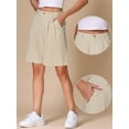thumbnail image 2 of DARING DIVA Women's Linen Elastic High Waist Summer Bermuda Shorts XS Apricot, 2 of 6