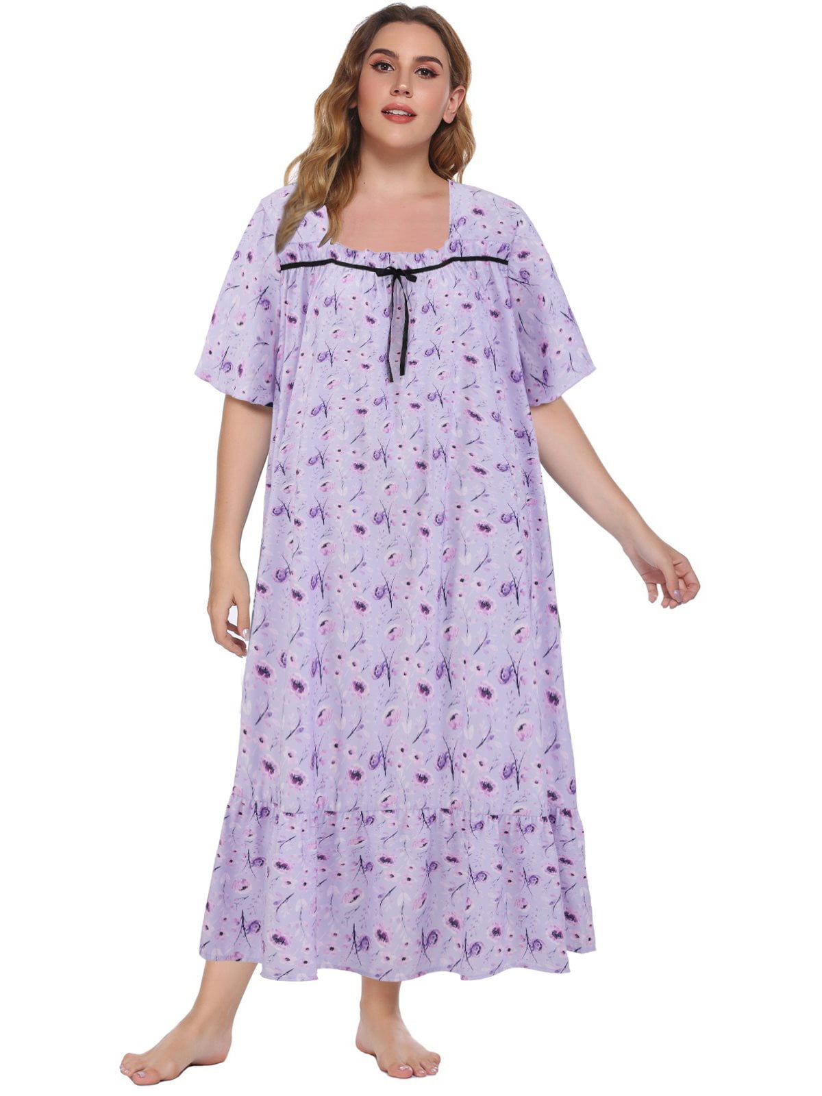Sunsent Women's Plus Size Nightgown Comfy Short Sleeve Sleepwear Full
