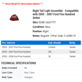 thumbnail image 2 of Right Tail Light Assembly - Compatible with 2005 - 2007 Ford Five Hundred Sedan 2006, 2 of 2