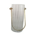 thumbnail image 1 of GUOOL Clear Cylinder Glass Flower Vase Striped Lines with Metal Handle Multifunctional 9x20cm, 1 of 9