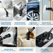 PUSCRIENO Electric Spin Scrubber, Cordless Electric Cleaning Brush, Shower Scrubber with 7 Interchangeable Heads, Extendable Handle & Bluetooth Control for Bathroom, Floors, Tiles Deep Cleaning-Black