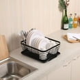 thumbnail image 5 of EasyPAG Kitchen Dish Drainer Rack with Drying Board and Full-Mesh Silverware Utensils Holder, Black, 5 of 7