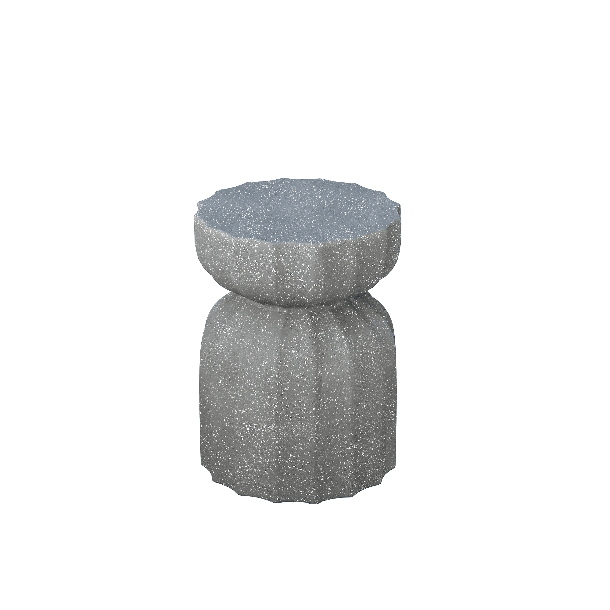 2 Piece Outdoor Accent Table Set, Waterproof Cement Style Round Side Coffee Table Combo for Yard Use, Grey