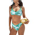 thumbnail image 3 of Conjuntos de Bikini para Mujer, Cuello Redondo, Acolchado, Dos Piezas, Corte Alto, Tiro Bajo, Traje de Baño Atrevido, Color Verde Cocotero, Talla XL, 3 of 10