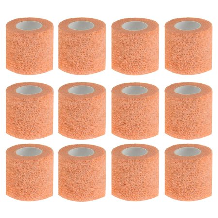 12pcs Tattoo Grip Tape Phosphor Orange, 2.95"x 5Yards Disposable Cohesive Tattoo Grip Cover Wrap Elastic Bandage Handle Grip Tube for Tattoo Machine Tattoo Grip Accessories