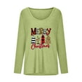 thumbnail image 4 of Odeerbi Christmas Shirts For Women Long Sleeve Tops 2025 Casual Print Loose V-Neck Blouses Green, 4 of 5