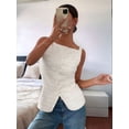 thumbnail image 4 of Womens Vest Top Trendy Button Up Tank Tops Asymmetrical Y2k Going Out Top White M, 4 of 9