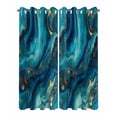 thumbnail image 2 of Outdoor Curtains for Patio, Teal Blue Marble Waterproof Blackout Outside Curtain for Porch/Pergola/Gazebo, Ink Painting Modern Abstract Yellow Thermal Insulated Drapes, 2 Panels, 54 x 108 Inch, 2 of 8