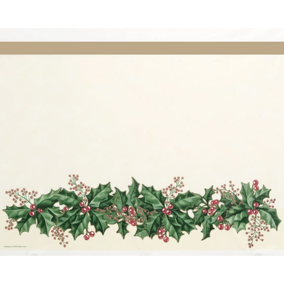 Winter Holly Plastic Tablecloth, each