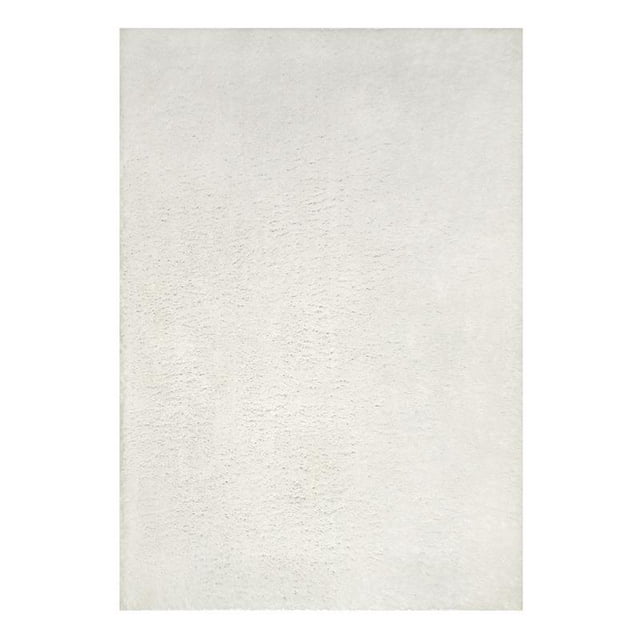 596023 Dagen Soft Shag Modern Rug Solid Ivory Area Rug Rectangle 5'3" x 7'7"