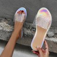 thumbnail image 5 of Floenr Flip Flops for Women,Women's Leisure Vacation Open Toe Rhinestone Transparent Upper Flat Beach Slippers, 5 of 9