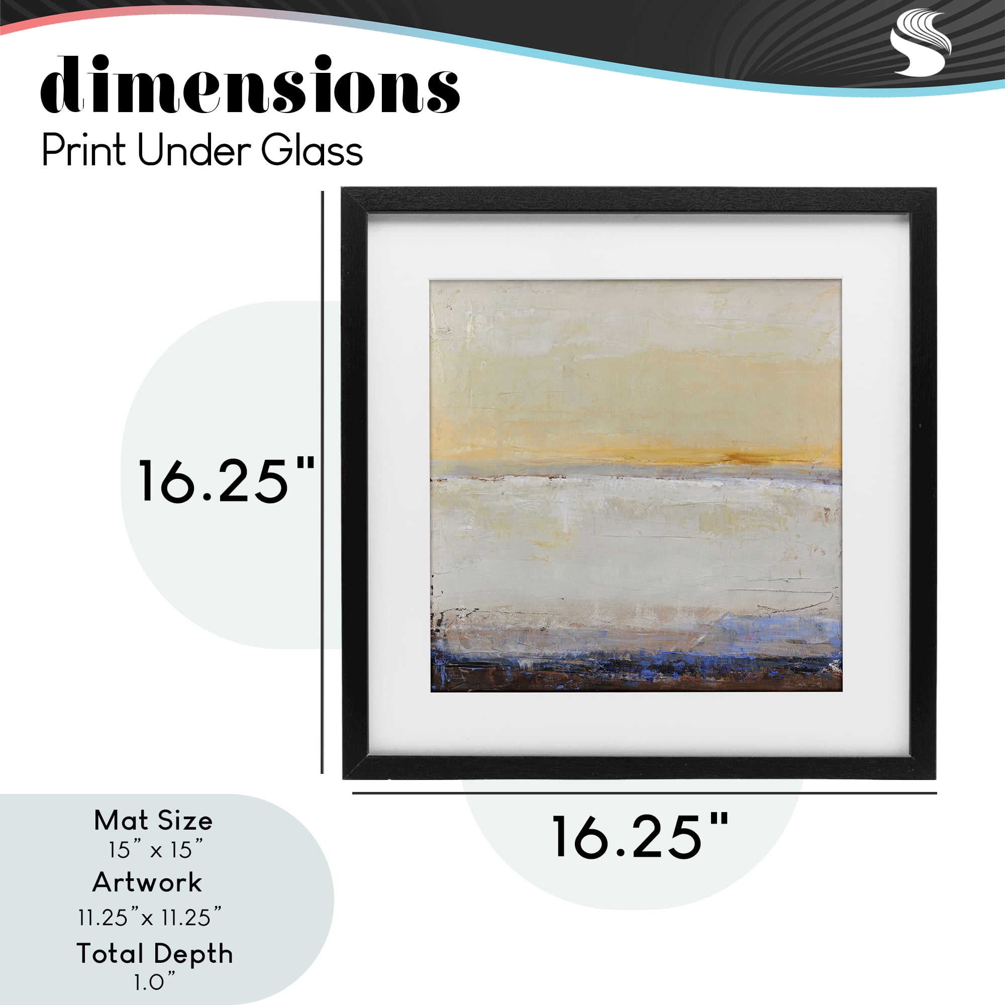 Sweeping Subtle Horizon Black Framed Print Under Glass, design by Design Fabrikken