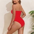 thumbnail image 5 of PNTUTB Summer Women's Resort Swimwear Fashionable Casual Solid-Color Cutout Spaghetti-Strap Ruched One-Piece Bikini Swimsuit with Star Accents, 5 of 7