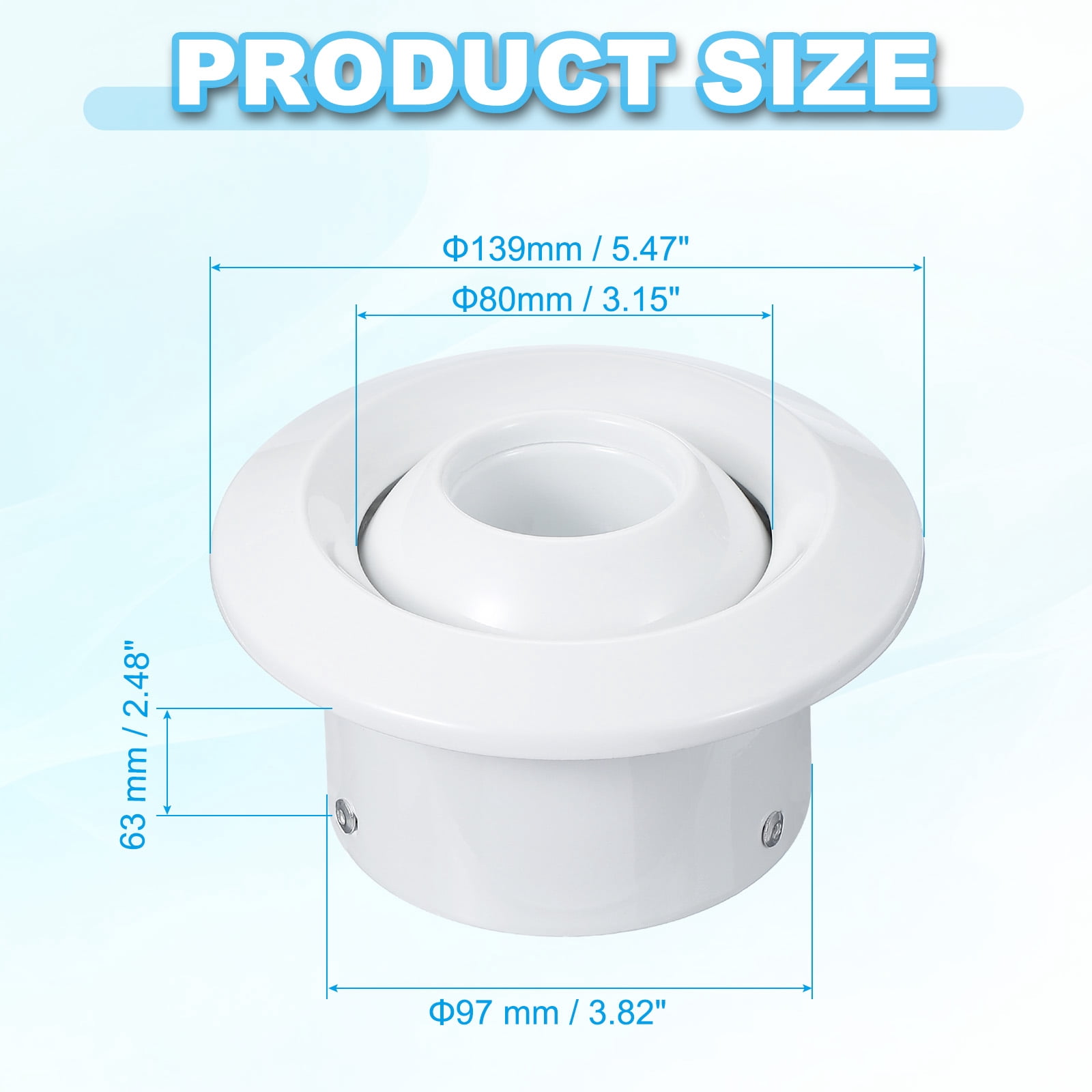 Uxcell Round Air Vent, Adjustable Ball Jet Nozzle Diffuser Ceiling Diffuser Vent Cover Aluminum Alloy Soffit Vent for Bathroom 3.8"