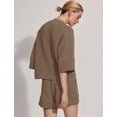 thumbnail image 3 of Bliwov Womens Two Piece Sets Summer Lounge Outfits 2 Piece Sweatshorts Fashion Tracksuit 3/4 Sleeve Trendy Athletic Clothing, 3 of 11