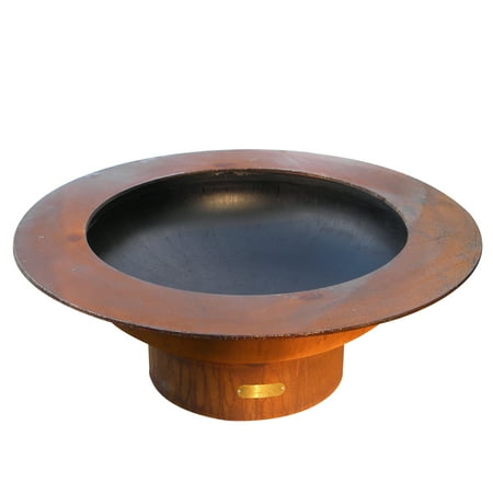 Outdoor Gas Fire Pit Heat Deflector Saturn with Lid Liquid Propane Fire Pit Bowl Outdoor Patio Furniture Steel Firepit Iron Oxide Finish Includes Brass Burner Electronic Ignition 50lbs Lava Rock Flex Line Kit Plate and Heat Shield ()