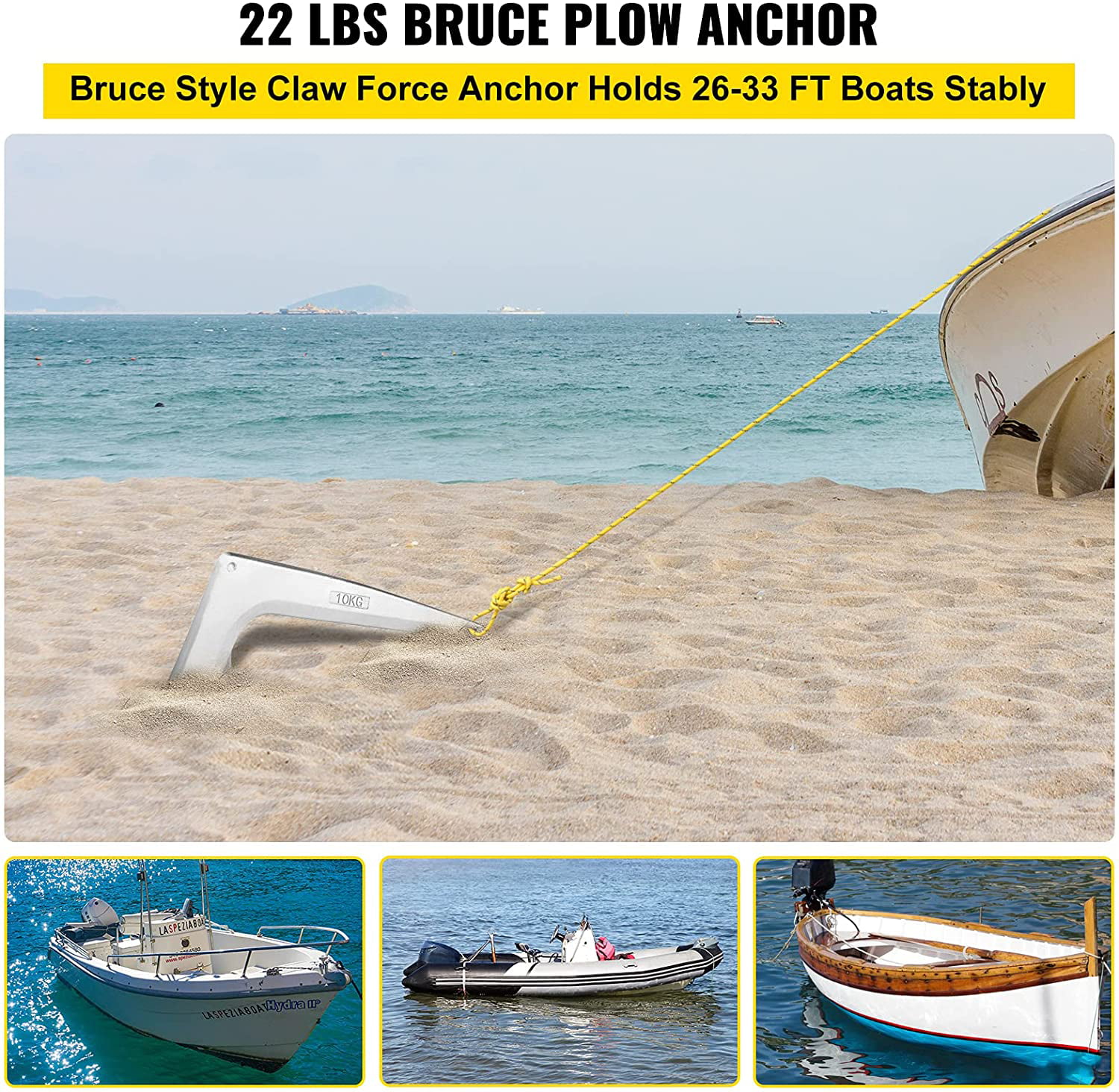 Boats from 28-38ft * Galvanized Steel Bruce/Claw 22 lbs 10kg  Boat Anchor 