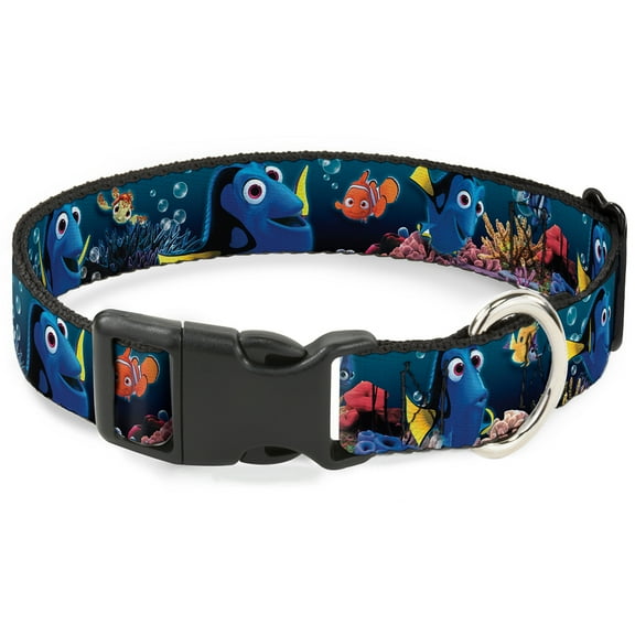 Disney Pet Collar, Dog Collar Plastic Buckle, Dory Poses Friends Under the Sea, 7 to 8.5 Inches 0.5 Inch Wide