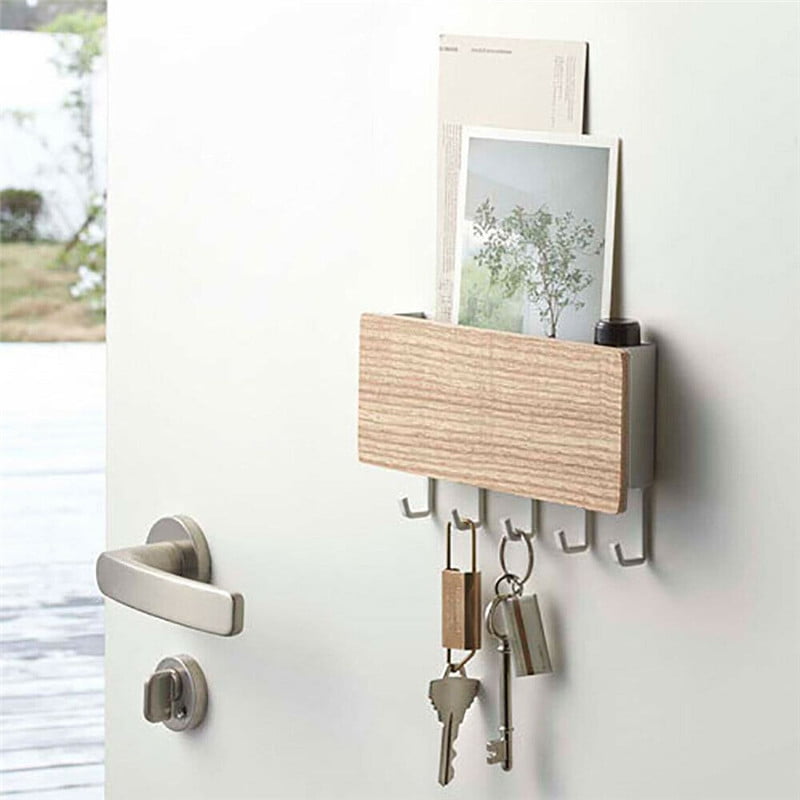 Wooden House Shaped Key Holder/Key Organiser 3 Hooks Wall Mounted Home & Office 