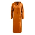 thumbnail image 4 of DHFJKG Women's Loose Fit Hooded Sweatshirt Dress Plus Size Solid Color Casual Fashion Dresses With Large Pocket And Drawstring Long Sleeve For Autumn Winter Relaxed Fit Pullover, 4 of 6