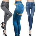 thumbnail image 2 of Leggings de compras europeos y americanos Leggings estampados de mezclilla de imitación de ajuste ajustado elástico Leggings recortados para mujer, 2 of 5
