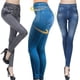 thumbnail image 3 of Leggings de compras europeos y americanos Leggings elásticos ajustados con estampado de mezclilla de imitación Leggings recortados para mujer, 3 of 6