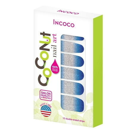 Incoco Coconut Nail Art Double-Ended Nail Polish Strips, Hidden Depths, 12 Count