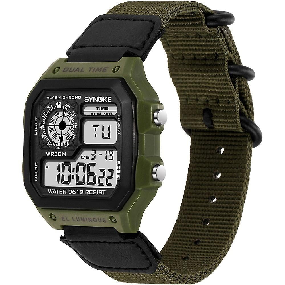 Synoke 9619c Luminous Waterproof Sports Square Student Watch Green Walmart