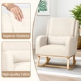 thumbnail image 4 of Modern Rocking Chair, Rocking Chair Nursery with 1 Lumbar Pillow and 2 Side Pockets, Soft Padded Nursery Rocking Chairs for Indoor Living Room Bedroom, Beige, 4 of 9