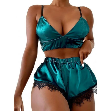 

PALACLOTH Women Sexy Pajamas Lingerie Set Sleepwear Cami Top and Shorts