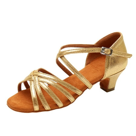 

Wozhidaose Womens Sandals Gold Heels Low Princess Dancing Ballroom Tango Latin Shoes Sandals Platform Sandals