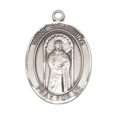 thumbnail image 2 of 1 x 3/4" Oval Pewter Saint Seraphina Medal Pendant on 24 inch Rhodium Plated Heavy Curb Brass Chain with Lobster Claw clasp, Catholic Religious Necklace -Made in USA- Deluxe Velvet Gift Box, 2 of 6