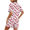 thumbnail image 4 of BaoFuBaoMei Womens Pajama Sets Plus Size 2 Piece Short Sleeve Button up Sleepwear Collared Tops and Drawstring Shorts Pjs Floral Print Lounge Set with Pockets, 4 of 5
