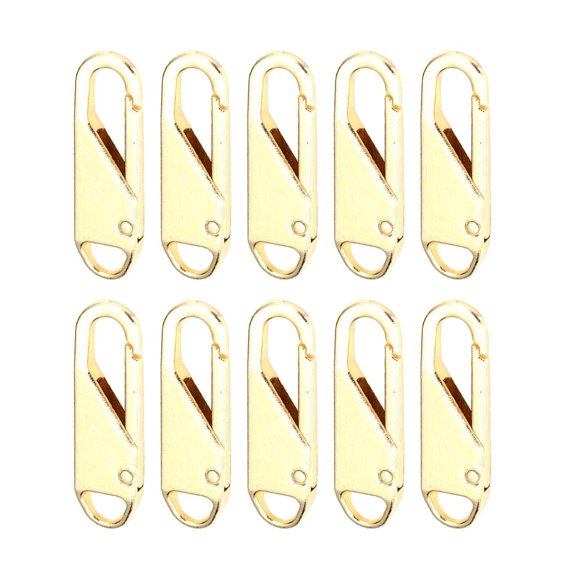 Minnieouse 10 piezas de lengüetas de fijación de cremallera de metal de repuesto para tirador de cremallera Accesorios de disfraces Oro 10 piezas