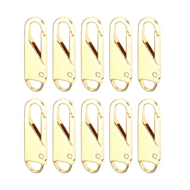 Minnieouse 10 piezas de lengüetas de fijación de cremallera de metal de repuesto para tirador de cremallera Accesorios de disfraces Oro 10 piezas