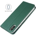 thumbnail image 5 of iPhone Xs Max Genuine Cowhide Leather Wallet Case,Headset Winder,Flip Folio Magnetic Closure,Card Holder Slots,Kickstand,Cash Pockets Wrist Strap Cover Case for iPhone Xs Max,6.5",Deep Green, 5 of 17